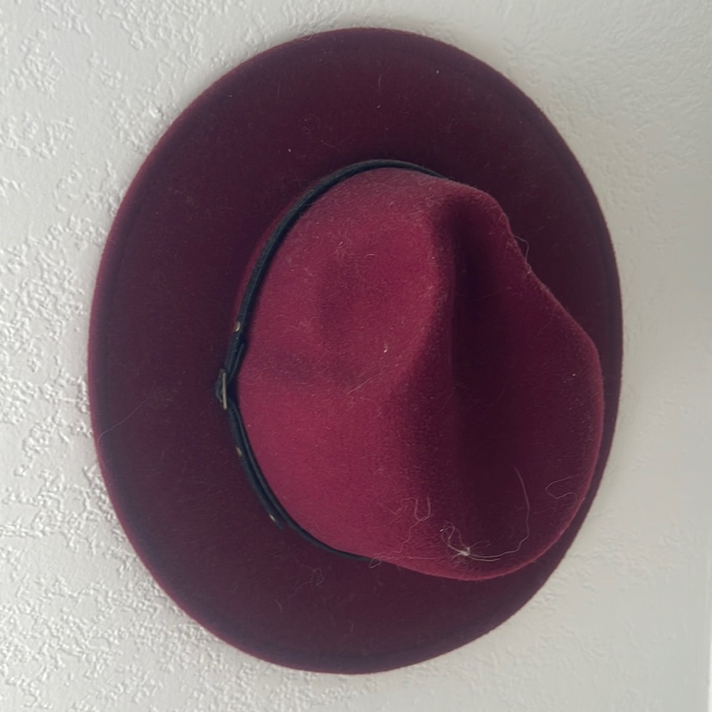 Maroon Fedora with Leather Trim